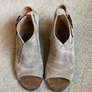 Buttery soft suede taupe wedges - size 7.5